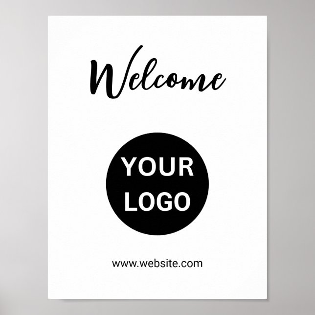 Welcome Black and White Business Logo Website Poster (Front)