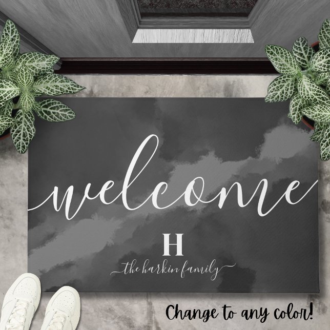 Welcome Black and White Personalised Family Name Doormat (Welcome Black and White Personalized Family Name Doormat)