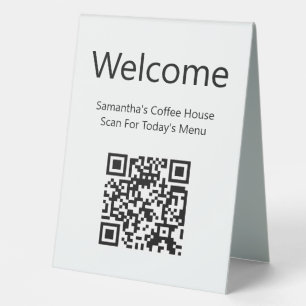 Welcome Black and White Scan QR Code for Menu