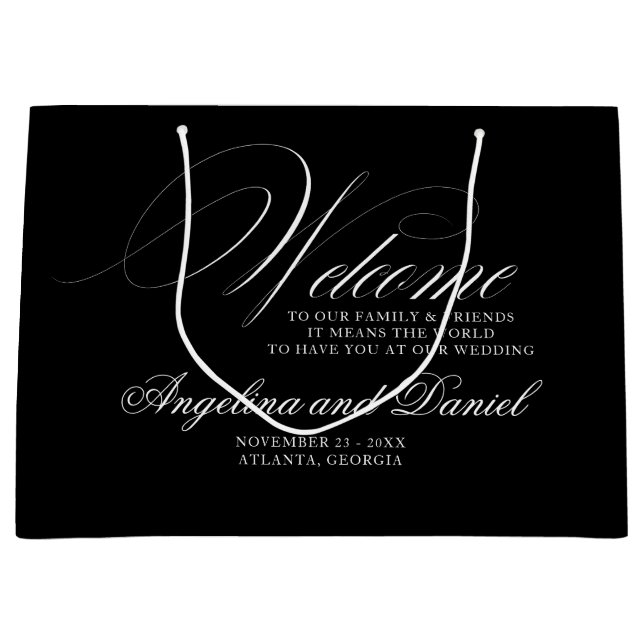 Welcome Black Bags For Wedding Guests (Front)