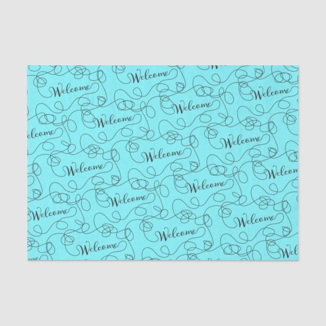 WELCOME black seamless pattern with LINES Tissue Paper (Front)