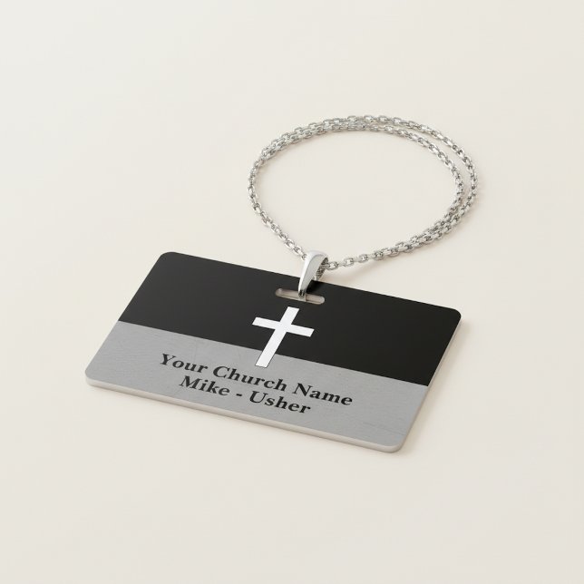 Welcome Black White Christian Church Usher ID Badge (Creator Uploaded)