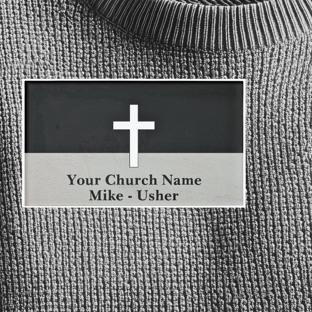 Welcome Black White Christian Church Usher Name Tag (Welcome Black White Christian Church Usher Name Tag)