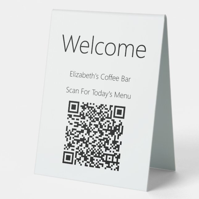 Welcome Black White Scan QR Code for Menu Template (Front)