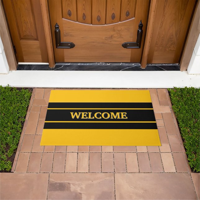 Welcome  black &yellow Door Mat (Outdoor)