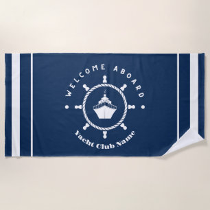 Welcome Blue Anchor Nautical sailing Boat Custom  Beach Towel
