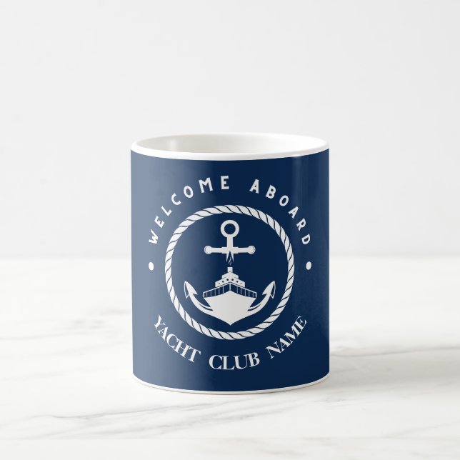 Welcome Blue Anchor Nautical sailing Boat DIY Name Coffee Mug (Center)