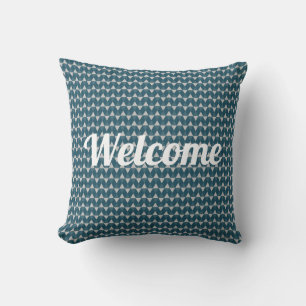 Welcome, Blue diamonds pattern Cushion
