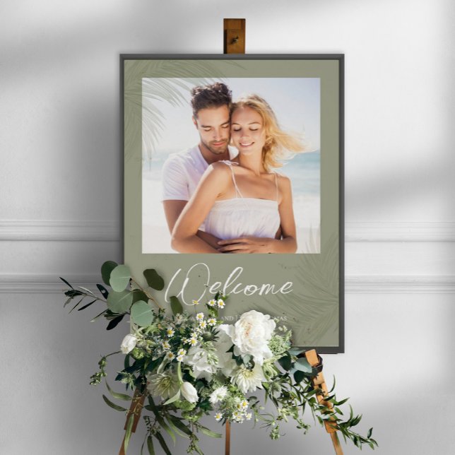 Welcome Botanical Tropical Palm Leaves Wedding Poster (Creator Uploaded)