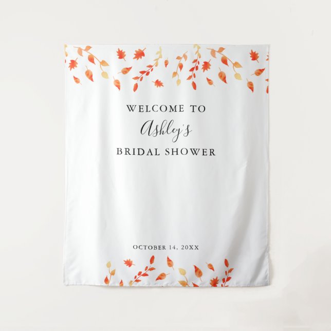 Welcome Bridal Shower Fall Autumn Foliage Leaves  Tapestry (Front)