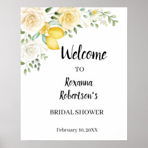 Welcome Bridal Shower White & Yellow Roses Sign