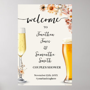 Welcome Bubbles & Brews Autumn Wildflowers Shower Poster