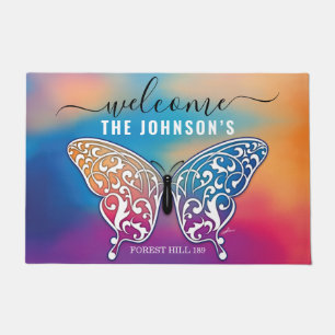 Welcome Butterfly Personalised Family Name Doormat