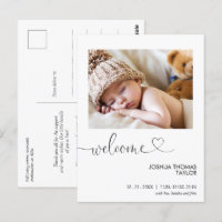 Welcome Calligraphy Heart Birth Announcement