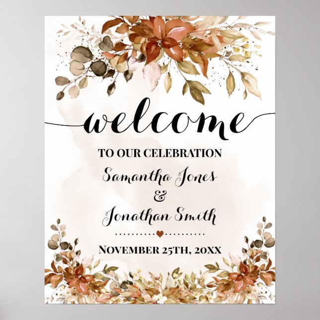 Welcome Ceremony Fall Wedding Autumn Eucalyptus Po Poster (Front)
