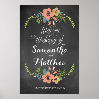Welcome "Chalkboard" Wedding Sign Poster 32x48