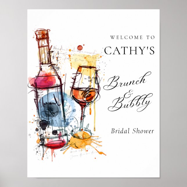 Welcome Champagne Brunch and Bubbly Bridal Shower  Poster (Front)