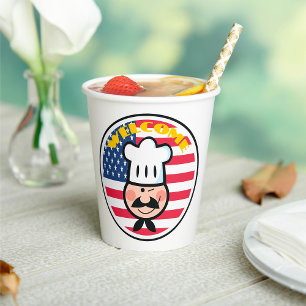 Welcome Chef With American Flag  Paper Cups