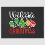 Welcome Christmas-23758  Tissue Paper<br><div class="desc">Cheerful Welcome Christmas design featuring a festive tree,  ornaments,  mittens,  and snowflakes—perfect for holiday gifts,  decor,  and seasonal apparel. (Design Tracking Code-23758)</div>