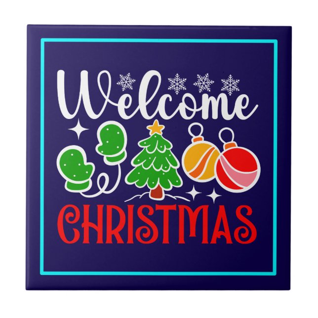 Welcome Christmas Ceramic Tile (Front)