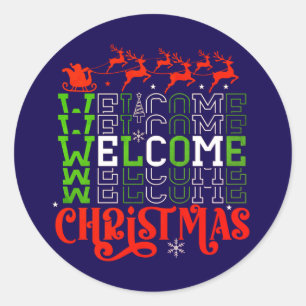 Welcome Christmas Classic Round Sticker