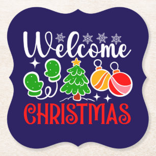 Welcome Christmas Paper Coaster