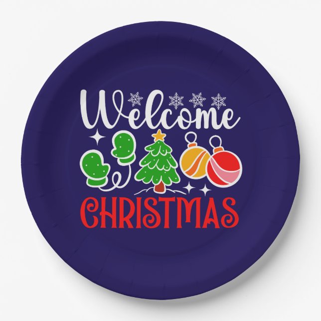 Welcome Christmas Paper Plate (Front)