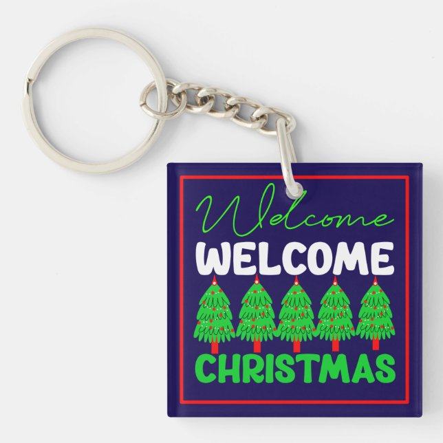 Welcome Christmas Tree Holiday Design-85600 Key Ring (Front)