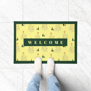 WELCOME Christmas yellow tree Doormat