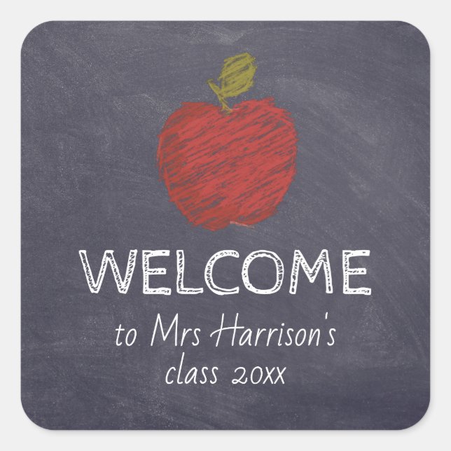 Welcome Class Chalkboard Back to School Teacher  Square Sticker (Front)