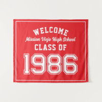 Welcome Class of 1986, Red Reunion Party Decor Tap