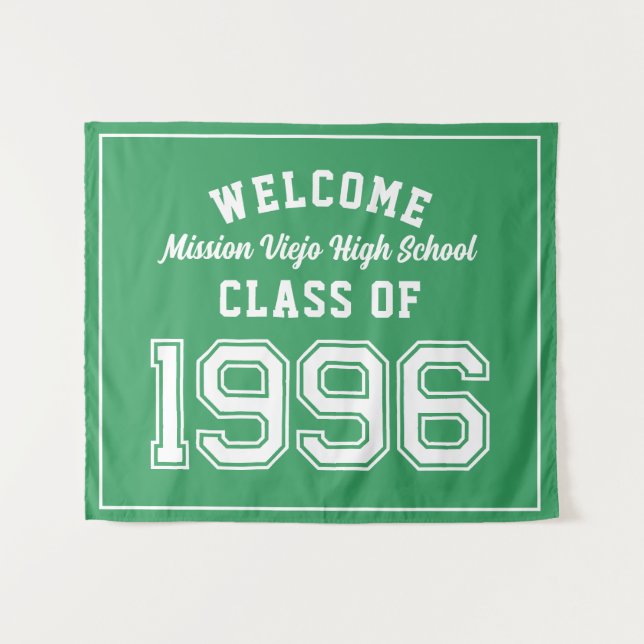 Welcome Class of 1996, Green Reunion Party Decor Tapestry (Front (Horizontal))
