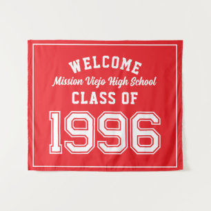 Welcome Class of 1996, Red Reunion Party Decor Tap Tapestry
