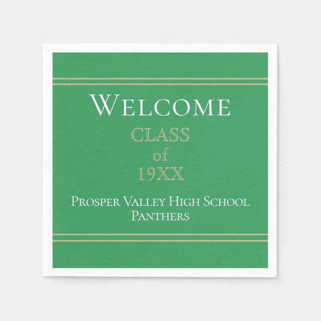 Welcome class reunion party napkins (Front)