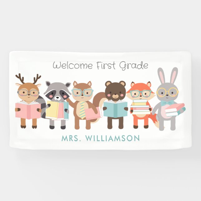 Welcome class sign cute animals (Horizontal)