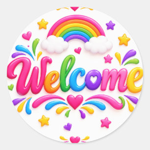 Welcome classic round sticker