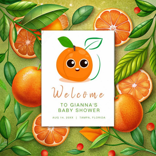 Welcome Clementine Orange Fruit Baby Shower Poster (Creator Uploaded)