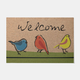Welcome Colourful Bird Doormat, Cute Animal Doormat