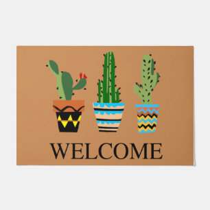 Welcome Colourful Cactus Mat, Trendy Cactus Design Doormat