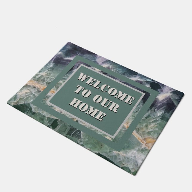 Welcome Colourful Gemstone Photo Rockhound Guest Doormat (Angled)