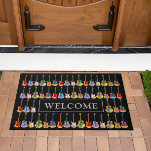 Welcome Colourful Guitar pattern Doormat