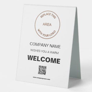 Welcome Company Event Your Logo QR Code White