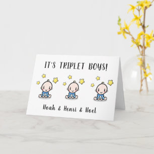 welcome, congratulations on your triplet boys, card