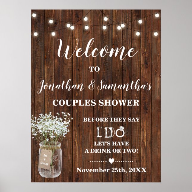 Welcome Couples Shower Western Country Wedding Poster (Front)