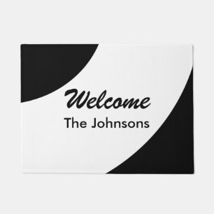 Welcome Custom Black and White Doormat