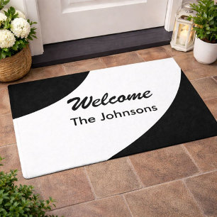 Welcome Custom Black and White Doormat