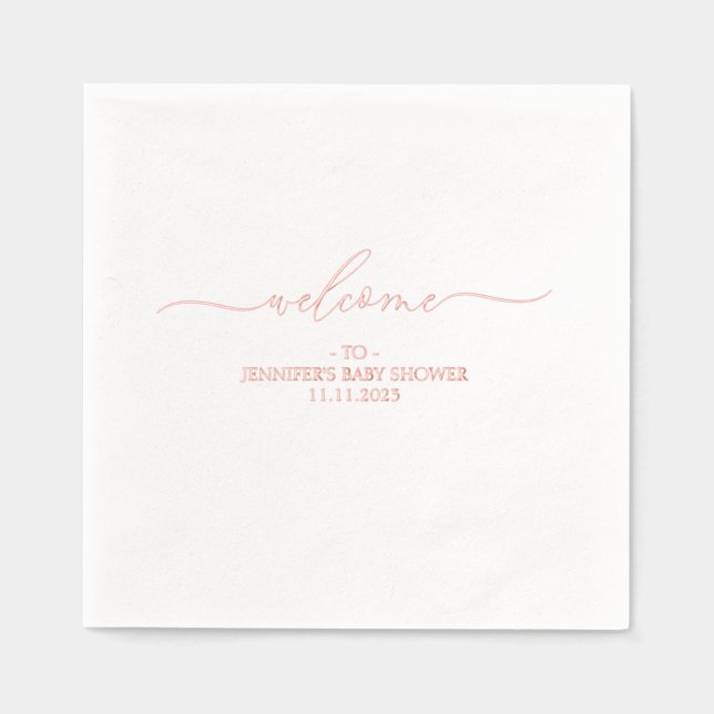 Welcome custom name baby shower foil napkins (Front)