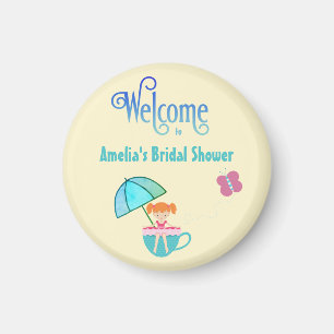 Welcome Custom Name Bridal Shower Teacup  Magnet