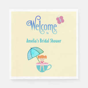Welcome Custom Name Bridal Shower Teacup  Napkin