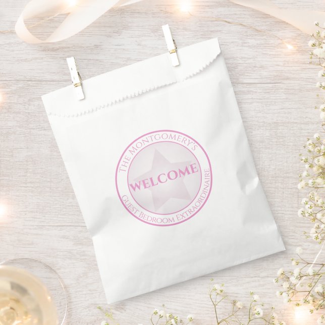 Welcome Custom Name Guest Bedroom Pastel Star Favour Bag (Clipped)